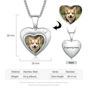 Personalized Photo Engraved Heart Pendant Necklace