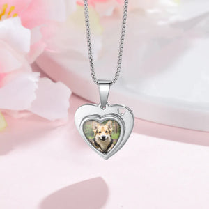 Personalized Photo Engraved Heart Pendant Necklace