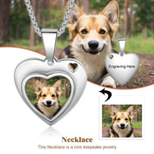 Load image into Gallery viewer, Personalized Photo Engraved Heart Pendant Necklace