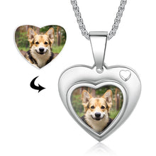 Load image into Gallery viewer, Personalized Photo Engraved Heart Pendant Necklace