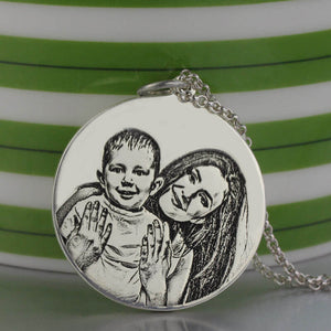 Personalized Photo Engraved Necklace Silver Sterling / Stainless Steel