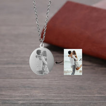 Load image into Gallery viewer, Personalized Stainless Steel Photo Oval Pendant Necklace