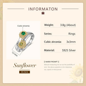 Personalized Sunflower Birthstone Rings With Engraved Name
