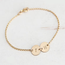 Load image into Gallery viewer, Personalized Two discs Initals Pendant Bracelet Rose Golden