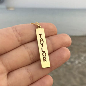 Personalized Vertical Bar Necklace With Your Name