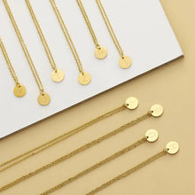 Load image into Gallery viewer, Personalized initial necklace discs in a range of A–Z letters