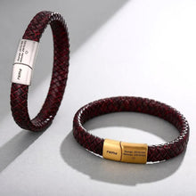 Load image into Gallery viewer, Personalized leather bracelet with name and text
