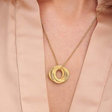 Load image into Gallery viewer, Personalized mom necklace worn on neck showing everyday wear and chain length