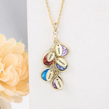 Load image into Gallery viewer, Personalized mothers necklace with kids names and birthstones on chain
