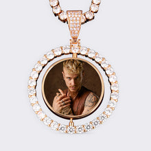Load image into Gallery viewer, Personalized Round Photo Rotating double-sided Picture Pendant Necklace