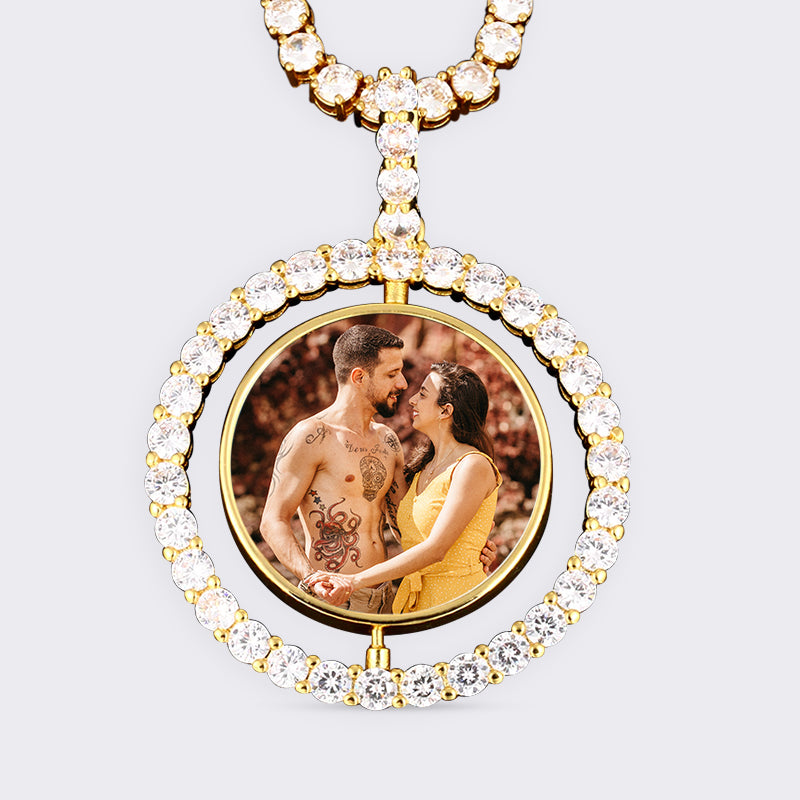 Custom Made Photo Rotating double-sided Medallions Pendant Necklace
