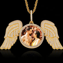 Load image into Gallery viewer, Personalized Picture Pendant Angel Wing Necklace
