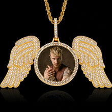 Load image into Gallery viewer, Custom Made Picture Pendant Medallions Necklace With Angel Wing