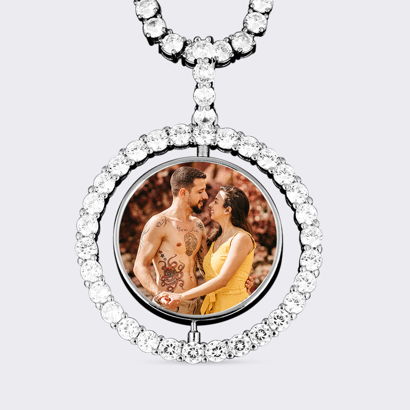 Custom Made Photo Rotating double-sided Medallions Pendant Necklace