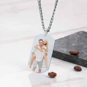 Photo Necklace Custom Father & Son Photo Dog Tag Memorial Necklace