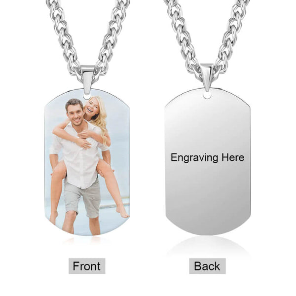 Custom Father Son Photo Dog Tag Memorial Necklace Get Engravings