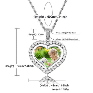 Photo Rotating Heart Pendant Necklace - Best Couples Gifts
