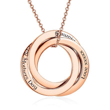 Load image into Gallery viewer, Rose gold plated Russian circle necklace with engraved children's names