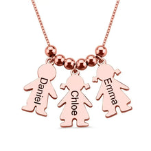 Load image into Gallery viewer, Rose gold plated personalized kids charms name necklace for mom