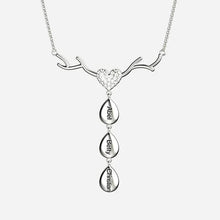 Load image into Gallery viewer, Silver color mom necklace with kids names on cascading teardrops