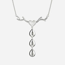 Load image into Gallery viewer, Silver-plated personalized grandma necklace with three engraved teardrop nameplates