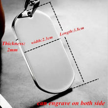 Load image into Gallery viewer, Size guide for custom photo keychain dog tag, 38 x 23 mm