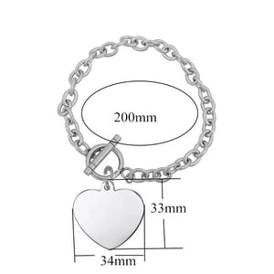 Sterling Silver Custom Heart Charm Photo Engraved Bracelet