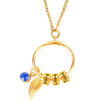 Load image into Gallery viewer, Sterling silver mother necklace with engraved children's names close-up