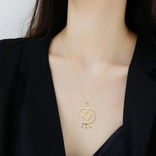 Load image into Gallery viewer, Woman wearing personalized family tree birthstone necklace