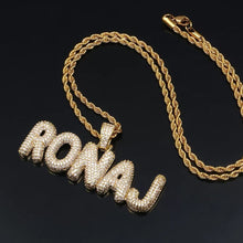 Load image into Gallery viewer, Bubble Letter Name Necklace For Men with gold plated