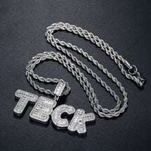 Load image into Gallery viewer, Custom Baguette Letters Name Necklace For Men silver color