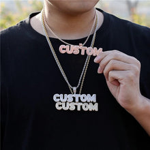 Load image into Gallery viewer, Custom Baguette Letters Name Necklace For Men rose gold color