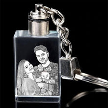 Load image into Gallery viewer, photo Laser Engraved Crystal Glass keychain