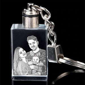 photo Laser Engraved Crystal Glass keychain