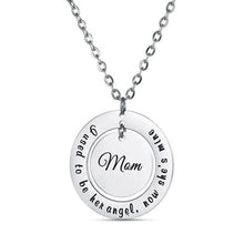 Load image into Gallery viewer, Custom message necklace for Mom with engraved outer ring and solid inner disc