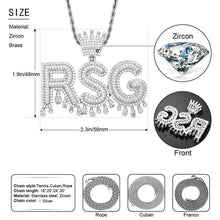 Load image into Gallery viewer, Custom Drip Bubble Letter Necklace With Crown