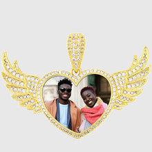 Load image into Gallery viewer, 14k Gold Plated Memorial Necklace With Picture And Wings