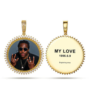Gold Plated Mens Chain With Picture Inside Pendant Necklace