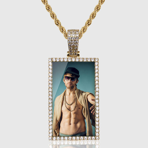 14k Gold Plated Men's Picture Necklace 