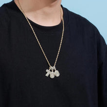 Load image into Gallery viewer, Iced Out Micro Pave CZ Initial Number Pendant Necklace gold color rope chain