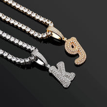 Load image into Gallery viewer, Micro Pave CZ Initial Letter Pendant Necklace For Men tennis chain