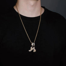 Load image into Gallery viewer, Micro Pave CZ Initial Letter Pendant Necklace For Men rope chain