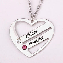 Load image into Gallery viewer, Personalized Heart Necklace with Birthstones