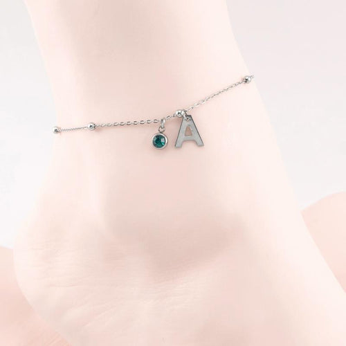 Personalized  Anklet Bracelet Initial Name Alphabet with Brishtone