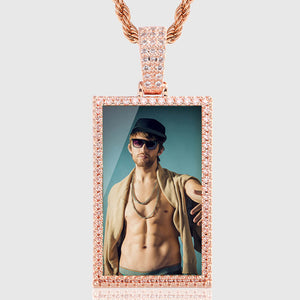 14k Rose Gold Plated Men's Picture Necklace 