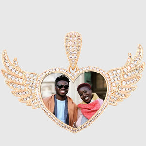 Rose Gold Plated Memorial Necklace With Picture And Wings