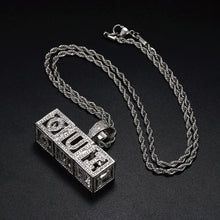 Load image into Gallery viewer, Square Hollow Letters Custom Men&#39;s Rock Necklace with rope chain