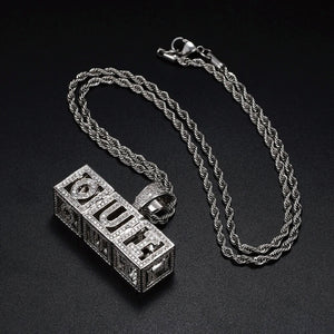 Square Hollow Letters Custom Men's Rock Necklace with rope chain